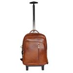 HYATT Leather Accessories Leather 18 Inches Trolley Bag (New Backpack_Brown)