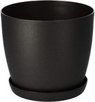 Flower Pots 6 Colours 8 sizes Matt Plastic Plant Pots Planter + Saucer Tray Deco (Black Graphite Matt, 16 cm)