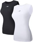 bpbtti Women’s Cycling Base Layer Sleeveless Shirts Bike Jersey Mositure Wicking Undershirt Biking Summer Tank Tops Sports Vest (2 Pack:White/Black,X-Large)