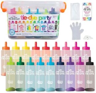 Tulip One-Step Tie-Dye Party, 18 Pre-Filled Bottles, Creative Group Activity, All-in-1 Fashion Design Kit, 1 Pack, Rainbow