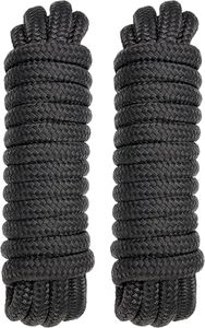 PACTHSD 2 Pack 5/8" x 35' Dock Lines - Marine Grade Nylon Boat Rope with 16" Loop for Docking and Mooring - Double Braided Boat Lines, High Strength, Easy Handling, Fray Resistant - Black