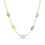 LeCalla 925 Sterling Silver BIS Hallmarked Gold Plated Multi Natural Birthstone Necklace for Women and Girls