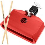 Idsworld Jam Drum Block Latin Percussion Red Plastic Musical Instrument Adjustable Mount Bracket with A5 Maple Drum Sticks Set