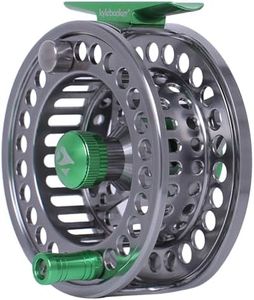 Kylebooker Fly Fishing Reel Large Arbor CNC-machined Aluminum Alloy Body Fly Reel（Silver with Green,5/6wt）