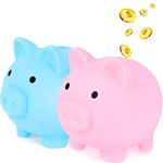 CCCYMM 2 Pcs Cute Pig Money Bank Adults Piggy Bank Pig Money Box Coin Bank Plastic Saving Coin Box for Boys Girls Kids (Medium)