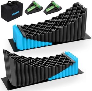 Kohree RV Leveling Blocks, Up to 50000 LBS, Curved Camper Levelers with Wheel Chocks, Rubber Mats & Carry Bag, RV Leveling Levelers for Heavy Duty Travel Trailers, Fifth Wheels, Blue