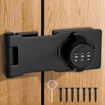 Cabinet Password Hasp Locks - Rotate Combination Latch Locks Stainless Steel Balck Mechanical Door Security Locks for Small Doors, Cabinets, Barn Door, Garden （3.5 inch）