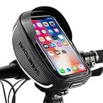 ROCKBROS Bike Handlebar Bag Waterproof Bike Phone Bag Bicycle Front Top Tube Cellphone Bag Fits for 6.5" Below Phones Sensitive TPU Black