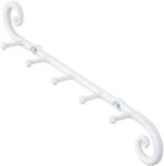 RTZEN Farmhouse Small Key Holder for Wall - Handcrafted Swirl Decorative 5 Key Hooks for Home Entryway - Wrought Iron Wall Mount Key Rack Purse Coat and Leash Holder or Organizer (Classic White)