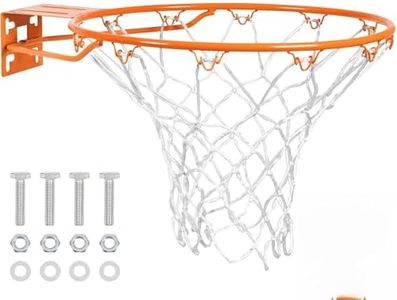 Yes4All Basketball Rim, 18 Inches Fixed Basketball Hoop Rim, Solid Steel Frame with Durable Nylon Net, Hoop Replacement for Youth & Adult, Outdoor & Indoor - Backboard Bolts Included