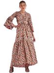 Sheetal Associates Women's Georgette Printed Casual Maxi Fit and Flare Dress Multicolour