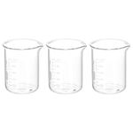 PATIKIL 3Pcs 100ml Low Form Glass Beaker, 3.3 Borosilicate Glass Graduated Printed Scale Measuring Cups with Spout for Kitchen Lab Liquids