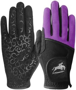 FINGER TEN Womens Horse Riding Gloves Premium Equestrian Horseback Gloves for Ladies, Mesh Breathable Lightweight Comfortable Grip Summer Color Pack (Violet, Small)