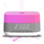 PRIBUY Essential Oil Diffuser with Bluetooth Speaker and Digital Alarm Clock, 300ml Aromatherapy Diffuser for Essential Oils, Colorful Lights, Timer and Auto Shut-Off, Perfect for Home, Office, Yoga