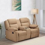 duroflex Avalon Twin- Modern 2-Person Sofa Manual Fabric Recliner Sofa With Center Console And Cup Holder (Colour- Brown)