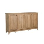 Prepac Yaletown 4 Panel Door Console Table with Storage, Oak Storage Cabinet with Doors and Shelves, Sideboard Storage Cabinet 60" W x 32" H x 16" D, OCBG-2220-1