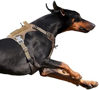 BUMBIN Tactical Dog Harness for Large Dogs No Pull, Famous TIK Tok No Pull Dog Harness, Fit Smart Reflective Pet Walking Harness for Training, Adjustable Dog Vest Harness with Handle Brown XL
