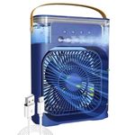 Lapras 𝟏𝟓 𝐘𝐄𝐀𝐑𝐒 𝐖𝐀𝐑𝐑𝐀𝐍𝐓𝐘 Rechargeable Mini Air Conditioner Cooler, Personal Evaporative Cooling Fan with LED Night Light, 3 Speed Settings & Auto Timer for Kitchen & Office 𝐁𝐥𝐮𝐞