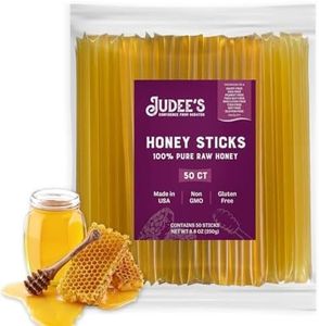 Judee’s Pure Raw Honey Sticks - 50 Count - On-the-Go Snacks - Delicious and 100% Gluten-Free - Great for Tea, Coffee, and Desserts (7-Inch Straws)