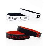 Basketball Star Signature Double Colour Fans Wristbands Sport Absorb Sweat Silicone Bracelet 4 Pcs (Jordan)