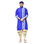 Gouri Collections Full Sleeves Kurta of Jamdani Craftsmanship, Perfect for Weddings, Parties, Poojas, Festivals etc. (GC503G) (M, ROYEL Blue)