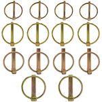 WeqeYent 14pcs M4.5/M6/M8/M10 Round Safety Retaining Pins Lynch Pin Assortment Kit Heavy Duty Trailer Lock Pin Fastener 3PT Hitch Clips for Farm Trailers Wagons Lawn Garden