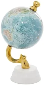 Deco 79 Aluminum Globe with Marble Base, 5" x 5" x 10", Blue