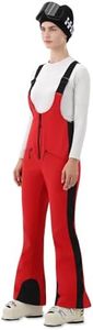 HIGH EXPERIENCE Womens Ski Bib Pants Slim Fit Soft Shell Snow Skinny Fitted Snowboard Insulated Waterproof Windproof Warm (Red, X-Small)