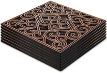 Pangda 8 Pcs 15x15 Rubber Stepping Stone Tiles Outdoor Heavy Duty Garden Walkway Pathway Mats Rubber Pavers Decorative Retro Exquisite Pattern for Garden Path, Flowerbed, Gravel, Dirt, Grass(Copper)