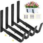 LukLoy Window Box Brackets, 4 Pack Adjustable Thicker Heavy Duty Wall Mount Flower Box Holder (6 to 12 in), with 70lbs Capacity for Window Sill, Fence, or Wall, Black