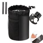 Upenty Bike Water Bottle Holder with Cellphone Holder, Black Motorcycle Cup Holder with Clamp, Universal Bicycle Handlebar Drink Holder for Bikes, ATV/Utv, Scooter, Boat,Walker,No Screws for Kids