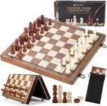 2 in 1 Chess Sets, IGGDOQI 15 Inch Magnetic Chess Board, Chess Sets Wooden Travel Chess Set with 24 Cherkers Pieces Extra & 2 Extra Queens for Adults and Kids, Portable Travel Chess Board Game Sets