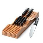 White Whale knife block kitchen knife holder, wooden open knife block without knives in drawer knife organizer cutlery block – 100% Natural Wood