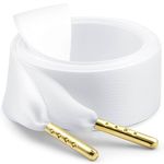 WEGOODZF Satin Ribbon Shoe Laces: 2.2CM Wide 100CM Long White Flat Silk Shoelaces with Golden Metal Tips for Women Girls 2 Pairs Replacement Shoelace for Trainers Boots