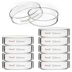 stonylab 10pk Glass Petri Dishes, 100x20 mm Autoclavable Borosilicate Glass Cell Culture Dishes Petri Dishes with Clear Lid for Laboratory