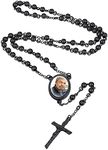 Supcare Fathers Day Necklace for Men Picture Necklace Custom Chain Pendant Rosary Beads Black Rosary Gifts for Men Dad Husband Boyfriend Grandad Father Uncle