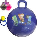 TORIOX Inflatable Sit And Bounce Rubber Hop Ball For Kids With Foot Pump Space Hopper Jump N Bounce Handle Ride-On Toy Bouncy For Kids Ages 3-6 Year, Hopping Ball For Kids, Jump Ball,Multicolor