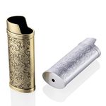 JINMUNIC 2pcs Lighter Case Cover Holder Metal Vintage Floral Stamped Fit for BIC Full J6 Series Lighter