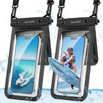 SYNCWIRE Waterproof Phone Case, 2-Pack IPX8 Double Space Waterproof Phone Pouch for iPhone 15 14 13 12 Pro Max XR X SE 2022 8 Samsung S24 S23 S22 Ultra S21 Phones Under 8.5 Inch - Black