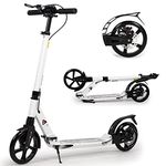 Kick Scooter for Kids Ages 8-12 200mm Big Wheels Scooter Adult Scooter with Disc Brakes Foldable Scooter for Adult Foldable Scooters for Teenager with Carry Strap and Shock Absorption (White)