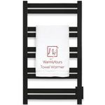 WarmlyYours Heated Towel Warmer for Bathroom - Matte Black Towel Warmer Rack, Wall-Mounted Heated Towel Rack and Dryer with 10 Stainless Steel Bars, Hardwired Electric Bath Towel Heater 120V, Grande