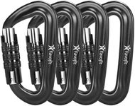 Favofit Ultra Sturdy Auto Locking Carabiner Clips, 4 Pack, 12KN (2697 lbs) Heavy Duty Caribeaners for Camping, Hiking, Outdoor & Gym etc, Twistlock Carabiners for Dog Leash & Harness, Black