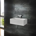 Clickbasin | Stone Resin Rectangle Bathroom Sink | Wall Hung or Counter Mounted | with NO TAP Hole | 450mm x 300mm | KIVA