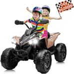 Kids ATV 24V, JOYRACER Licensed BRP Can-am Two Seater Ride on Cars for Kids w/ 4x200W Powerful Motor, Bluetooth, LED Lights, USB, Spring Suspension, Electric Quad for Boys Girls