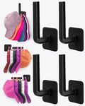 Sunfanie Hat Rack for Hat Storage (4PCS), Multi-Purpose Hat Organizer, Strong Adhesive Hat Hooks for Wall Hat Organizer for Baseball Caps, Two Mounting Options Hat Hook, Black