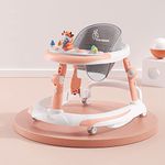 R for Rabbit Little Feet Plus Baby Walker Cum Rocker 3 Level Height Adjustment and 4 Level Seat Adjustment for Baby 6-18 Months with Recreational Toy Bar - 6 Month Warranty (Pink)