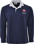 Activewear Men's Full Sleeve Exclusive England English Retro Rugby Shirt, (M, Navy/White)