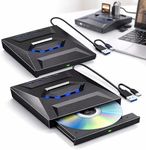 7-in-1 External USB DVD Drive & Blu-ray Player,USB C 3.0 Type-C Portable BD/DVD/CD Burner Writer Reader with 3 USB Ports Hub & SD/TF Card Reader,6X Blu-ray Optical Drive for Laptop Desktop (2pcs)