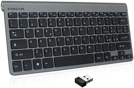 Zienstar- Mini Tastiera Senza Fili 2.4Ghz con Ricevitore USB,Layout Italiano-Grigio