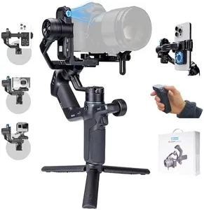 FeiyuTech SCORP Mini 3 Pro Camera Gimbal Stabilizer with AI Tracking, 2KG Payload, Detachable Remote Handle, 3-Axis All in One Handheld Gimbal for Sony/Canon/Nikon/Panasonic/Gopro/Smartphone